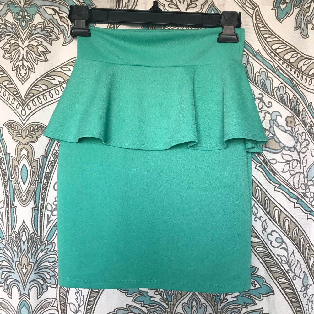 Teal Peplum Skirt